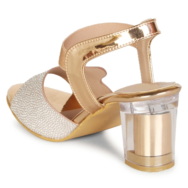 Stepee Shimmery party wear sandal - 36, Harvest Gold