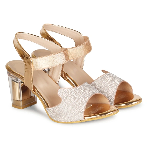 Stepee Shimmery party wear sandal - 36, Harvest Gold