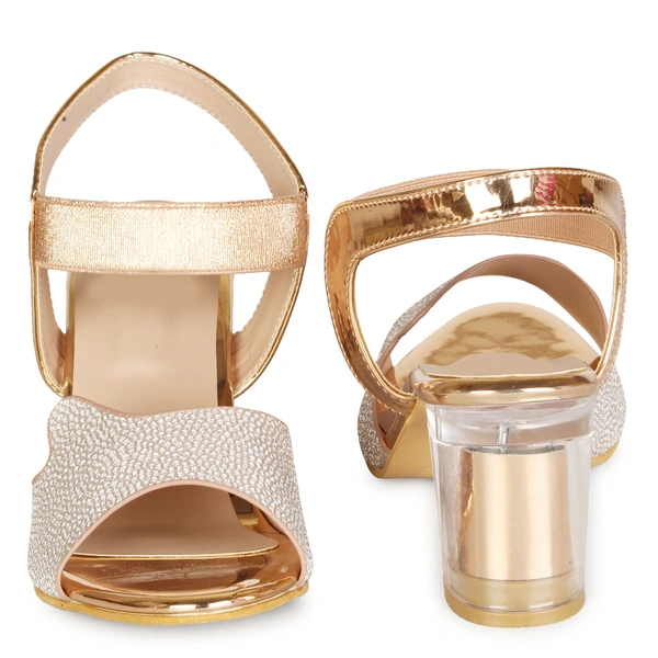 Stepee Shimmery party wear sandal - 36, Harvest Gold