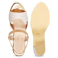 Stepee Shimmery party wear sandal - 36, Harvest Gold