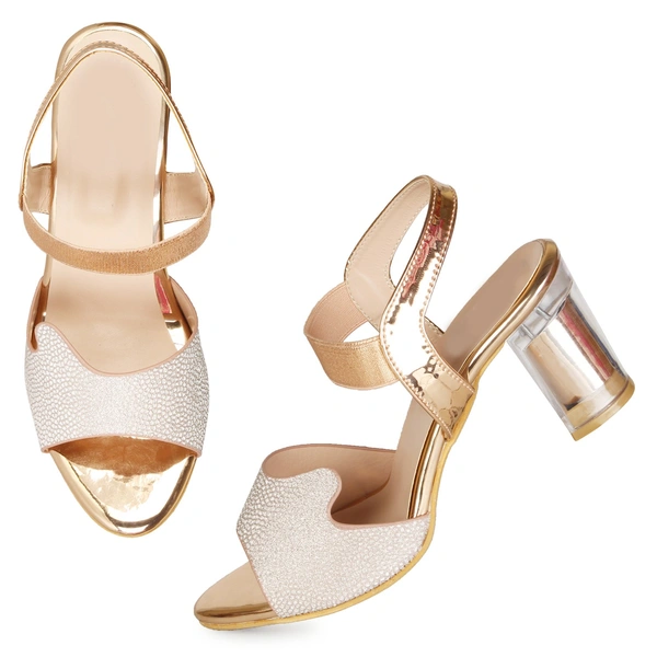 Stepee Shimmery party wear sandal - 36, Harvest Gold