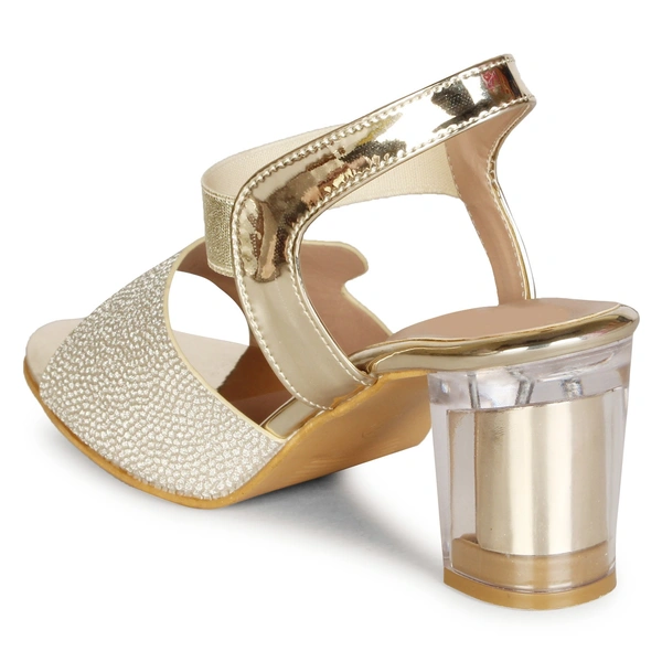 Stepee Shimmery party wear sandal - 39, Wheat