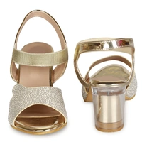 Stepee Shimmery party wear sandal - 39, Wheat