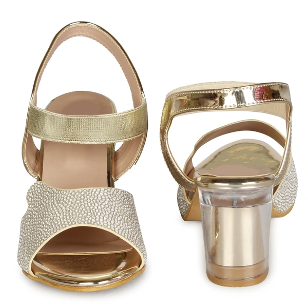 Stepee Shimmery party wear sandal - 39, Wheat