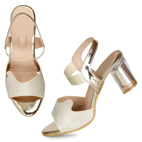 Stepee Shimmery party wear sandal - 39, Wheat