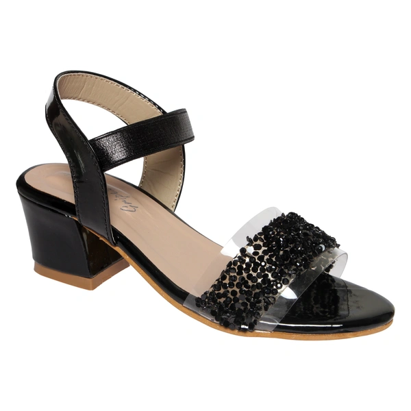Stepee Elegant glittery sandal in short heel - 32, Black
