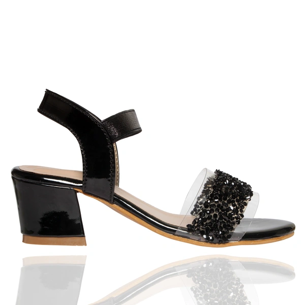Stepee Elegant glittery sandal in short heel - 32, Black