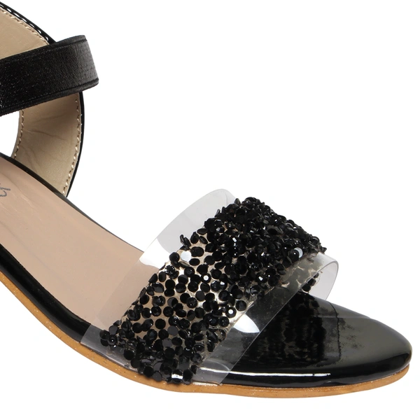 Stepee Elegant glittery sandal in short heel - 32, Black