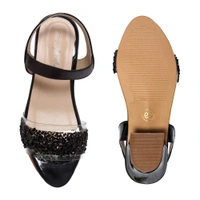 Stepee Elegant glittery sandal in short heel - 32, Black