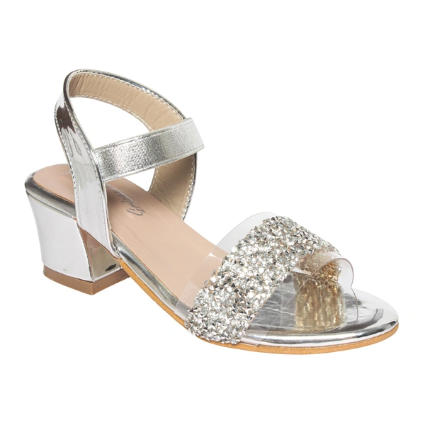 Stepee Elegant glittery sandal in short heel - 28, Silver Rust