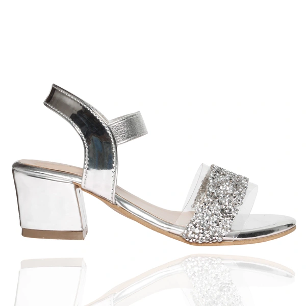 Stepee Elegant glittery sandal in short heel - 28, Silver Rust