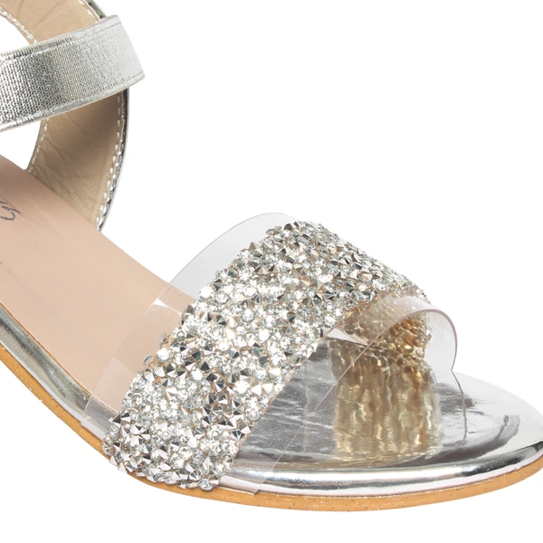 Stepee Elegant glittery sandal in short heel - 28, Silver Rust