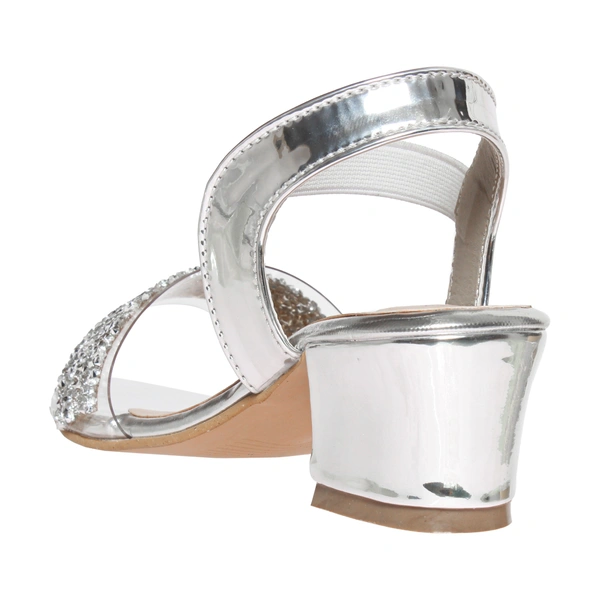 Stepee Elegant glittery sandal in short heel - 28, Silver Rust