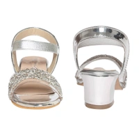 Stepee Elegant glittery sandal in short heel - 28, Silver Rust