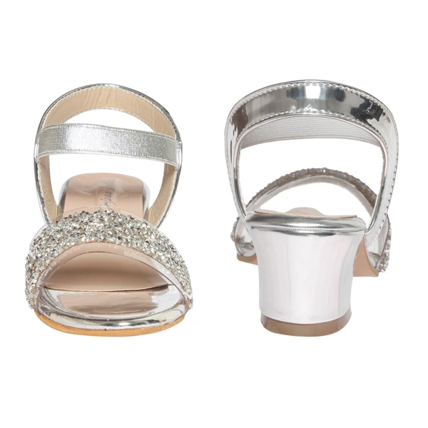 Stepee Elegant glittery sandal in short heel - 28, Silver Rust