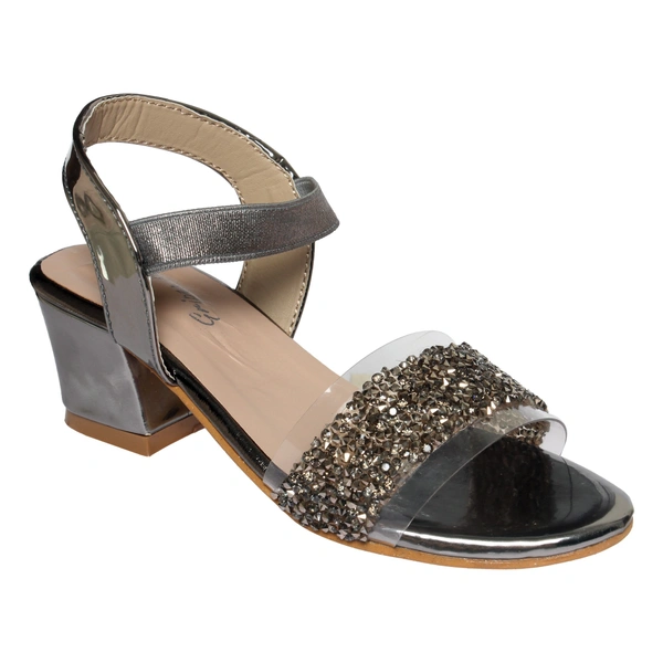 Stepee Elegant glittery sandal in short heel - 35, Dove Gray