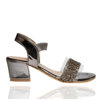 Stepee Elegant glittery sandal in short heel - 35, Dove Gray