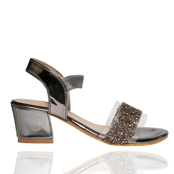 Stepee Elegant glittery sandal in short heel - 35, Dove Gray