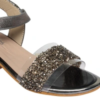Stepee Elegant glittery sandal in short heel - 35, Dove Gray