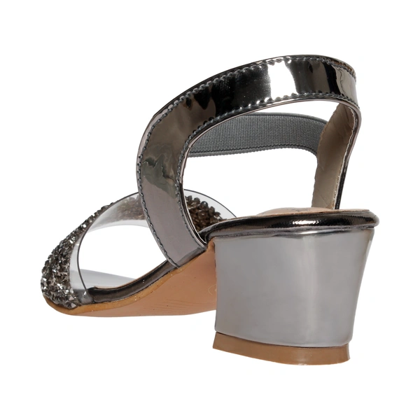 Stepee Elegant glittery sandal in short heel - 35, Dove Gray