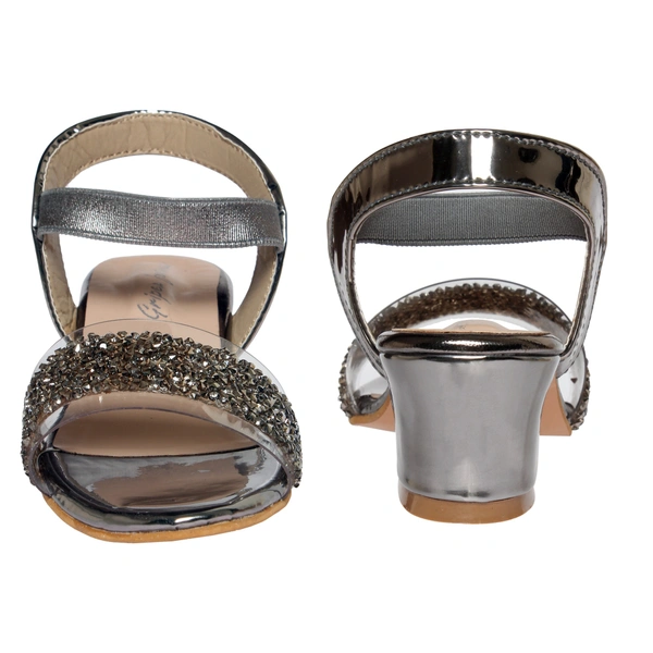 Stepee Elegant glittery sandal in short heel - 35, Dove Gray
