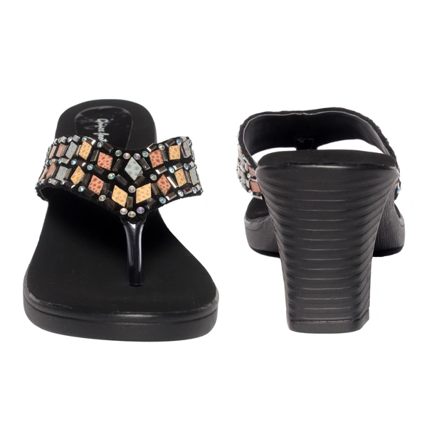Stepee Elegant stud look slipper - 38, Black