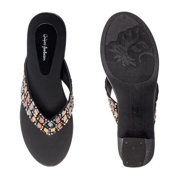 Stepee Elegant stud look slipper - 38, Black