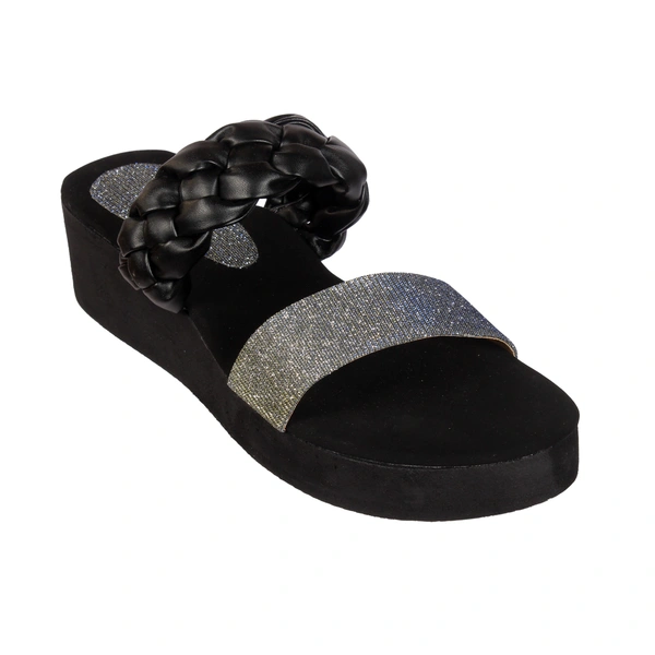 Stepee Adorable glitter and knot strap slipper - 39, Black