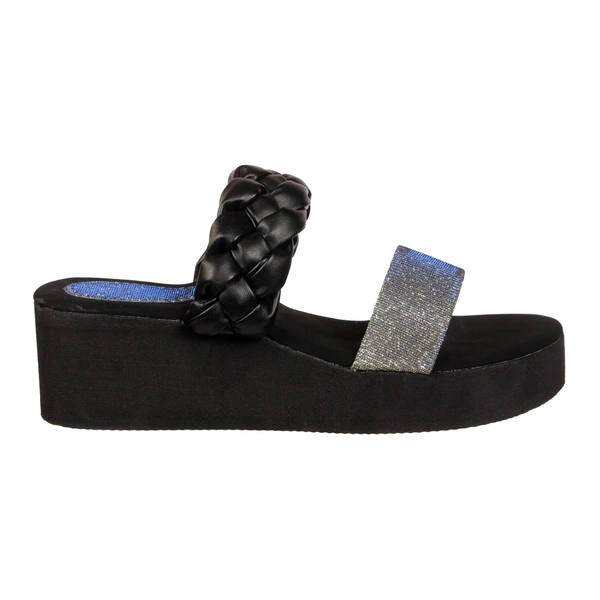 Stepee Adorable glitter and knot strap slipper - 39, Black