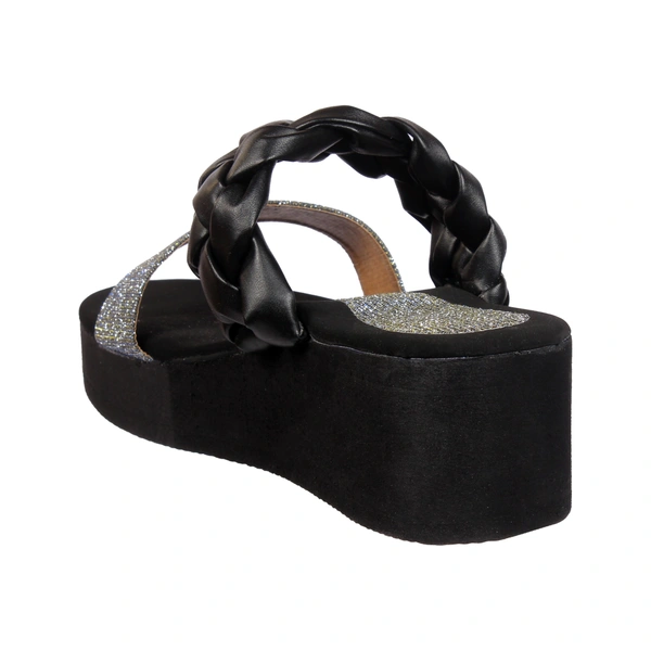 Stepee Adorable glitter and knot strap slipper - 39, Black