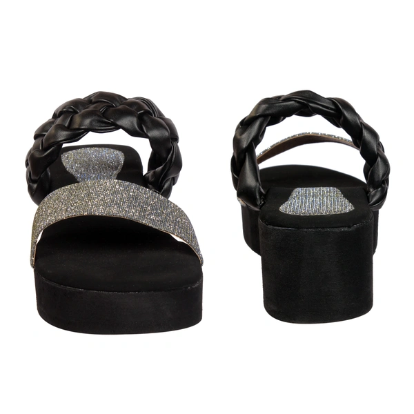 Stepee Adorable glitter and knot strap slipper - 39, Black