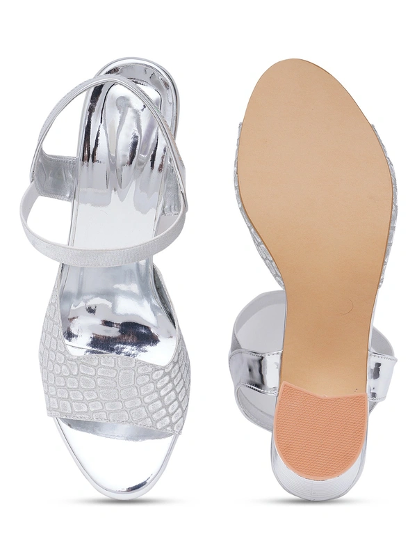 Stepee Trendy shimmer strap sandal - 37, Silver