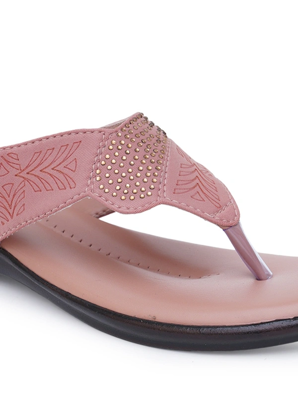 Stepee Basic pattern slipper in cushioned sole - 37, Brandy Rose