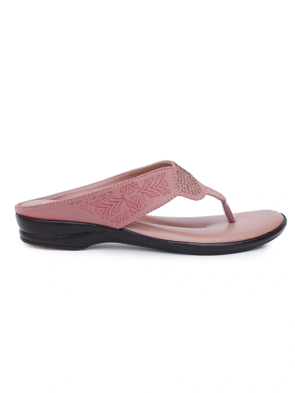 Stepee Basic pattern slipper in cushioned sole - 37, Brandy Rose