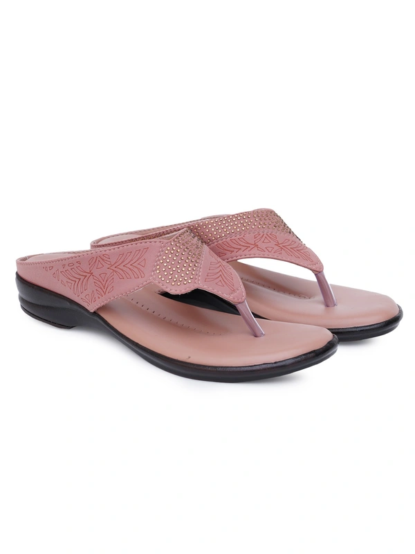 Stepee Basic pattern slipper in cushioned sole - 37, Brandy Rose