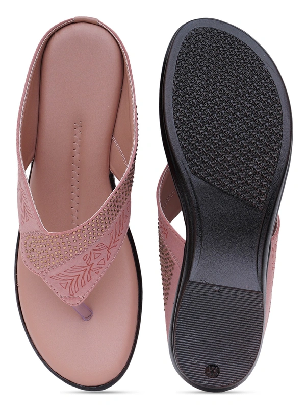 Stepee Basic pattern slipper in cushioned sole - 37, Brandy Rose
