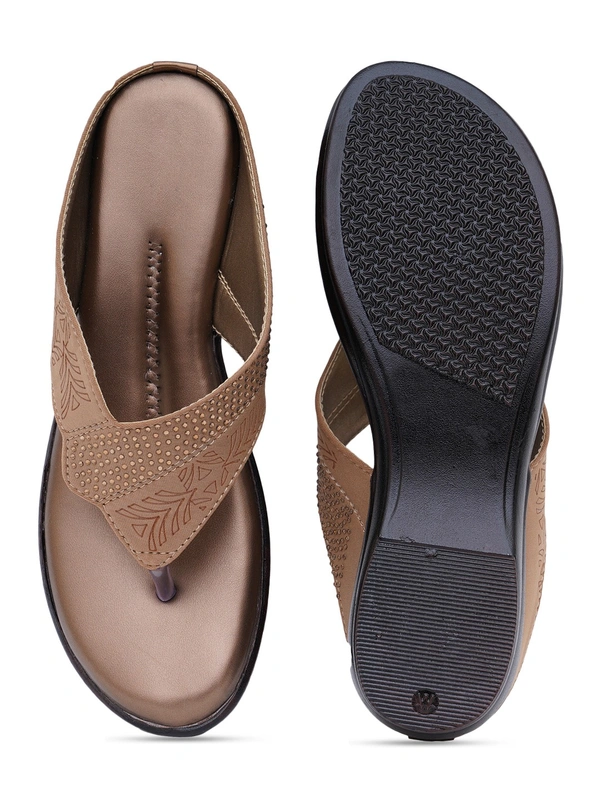Stepee Basic pattern slipper in cushioned sole - 37, Bourbon