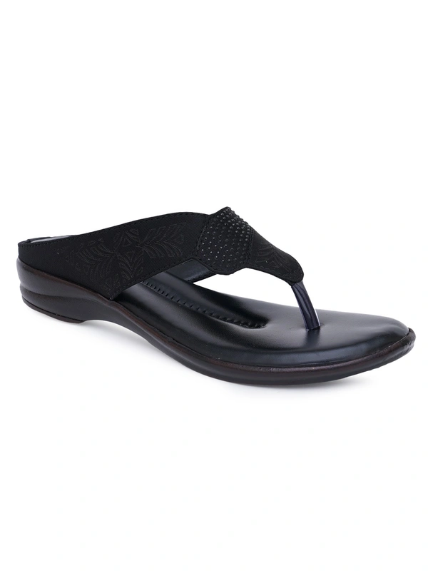 Stepee Basic pattern slipper in cushioned sole - 38, Black