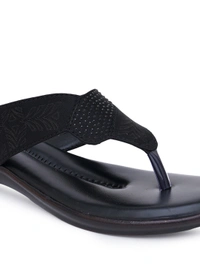 Stepee Basic pattern slipper in cushioned sole - 38, Black