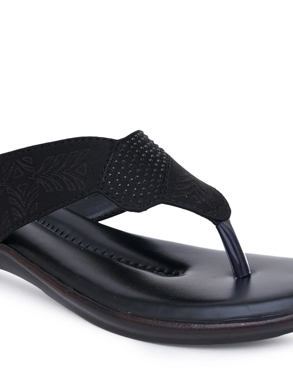 Stepee Basic pattern slipper in cushioned sole - 38, Black