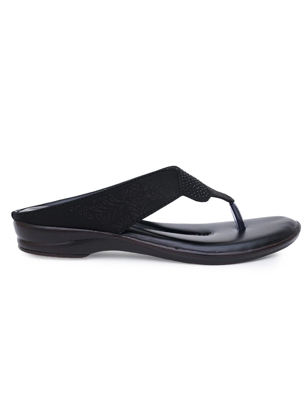Stepee Basic pattern slipper in cushioned sole - 38, Black