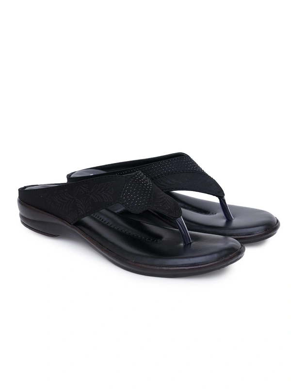 Stepee Basic pattern slipper in cushioned sole - 38, Black