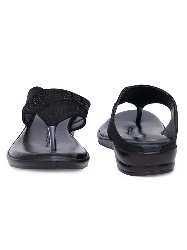 Stepee Basic pattern slipper in cushioned sole - 38, Black