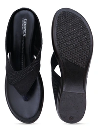 Stepee Basic pattern slipper in cushioned sole - 38, Black