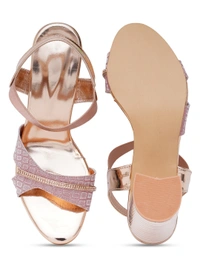 Stepee Stylish party wear sandal - 40, Sea Pink