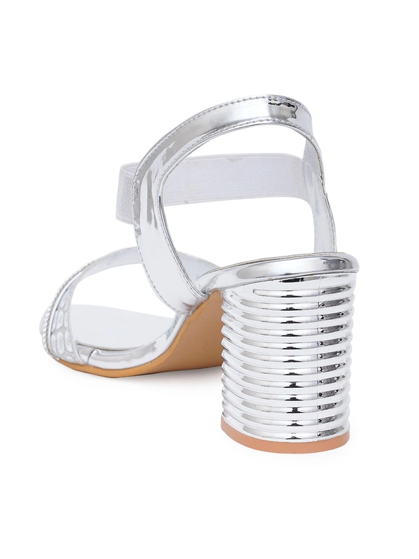 Stepee Stylish party wear sandal - 41, Silver
