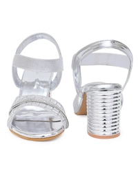 Stepee Stylish party wear sandal - 41, Silver