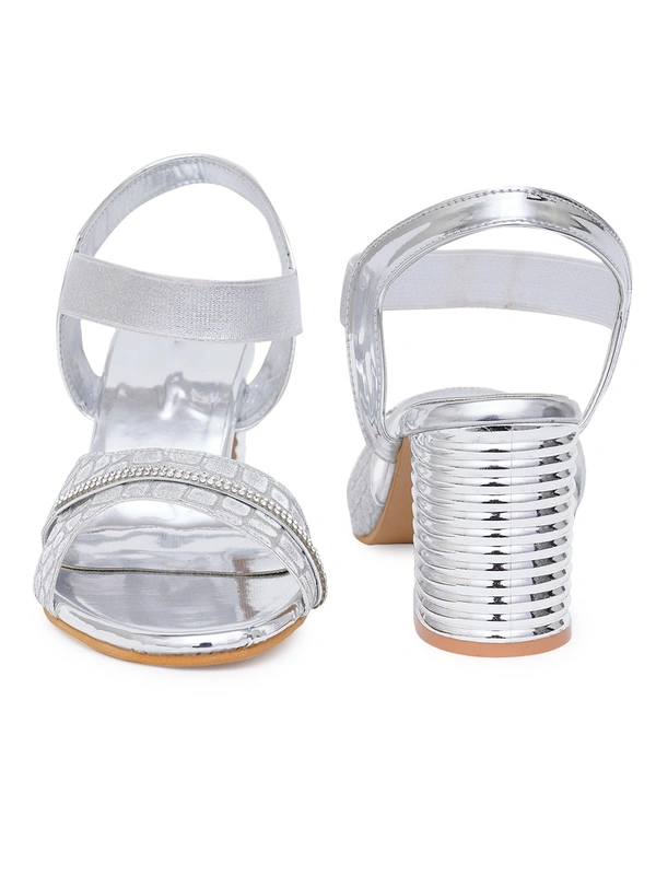 Stepee Stylish party wear sandal - 41, Silver