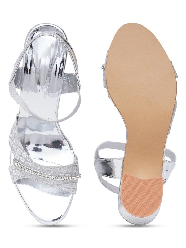 Stepee Stylish party wear sandal - 41, Silver