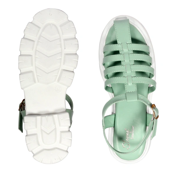 Stepee Classy trendy roman sandal with white sole - 39, Pastel Green